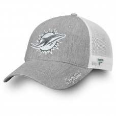 Women's Miami Dolphins NFL Pro Line by Fanatics Branded Heathered Gray/White Lux Slate Trucker Adjustable Hat 2998659